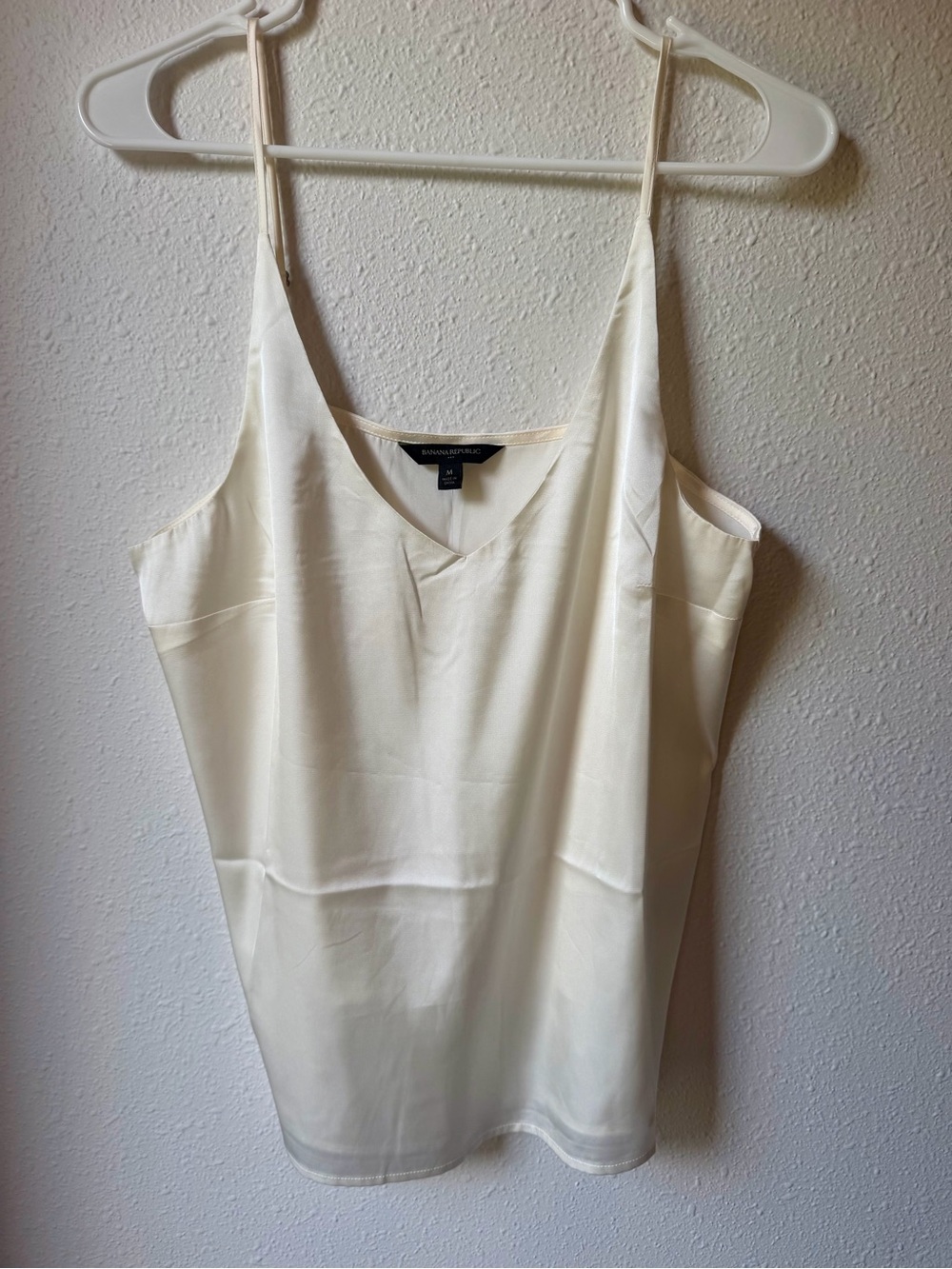 Banana Republic Ivory Satin V-Neck Cami